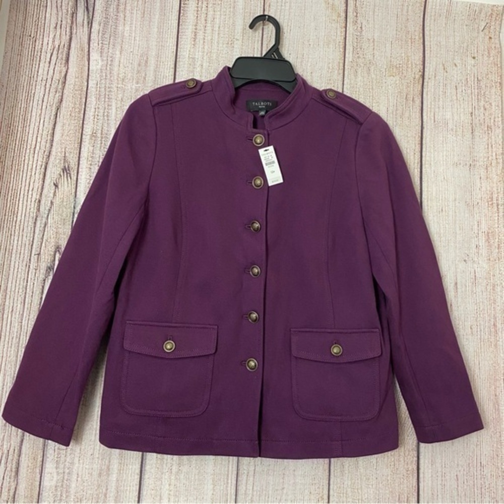 Talbots Womens Purple Military Lined Jacket size 12 petite NWT